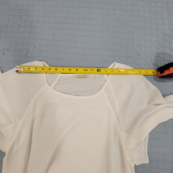 Soft Surroundings Semi Sheer Hi-Lo Dressy Career Blouse Off White Shirt Top M - Picture 2 of 9